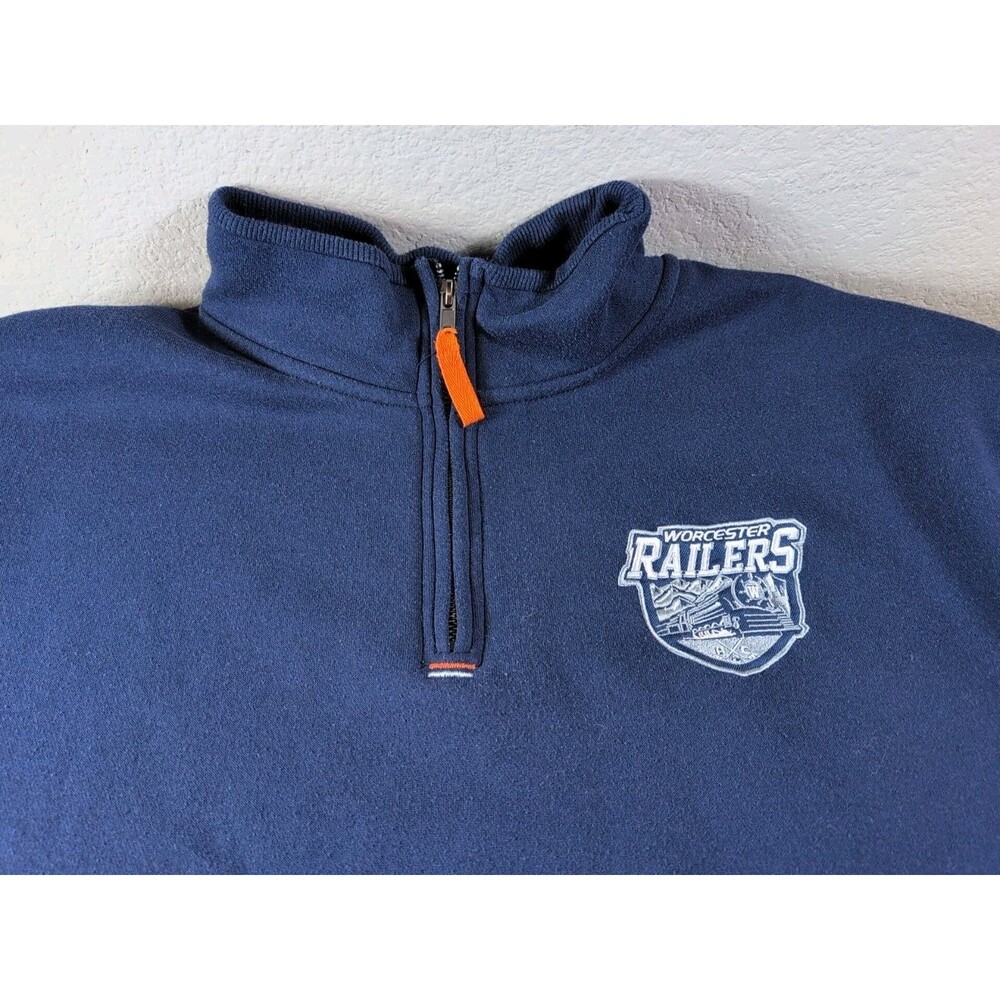 Worcester Railers ECHL Hockey Colosseum 1/4 Zip Sweatshirt Men's 2XL Navy Blue